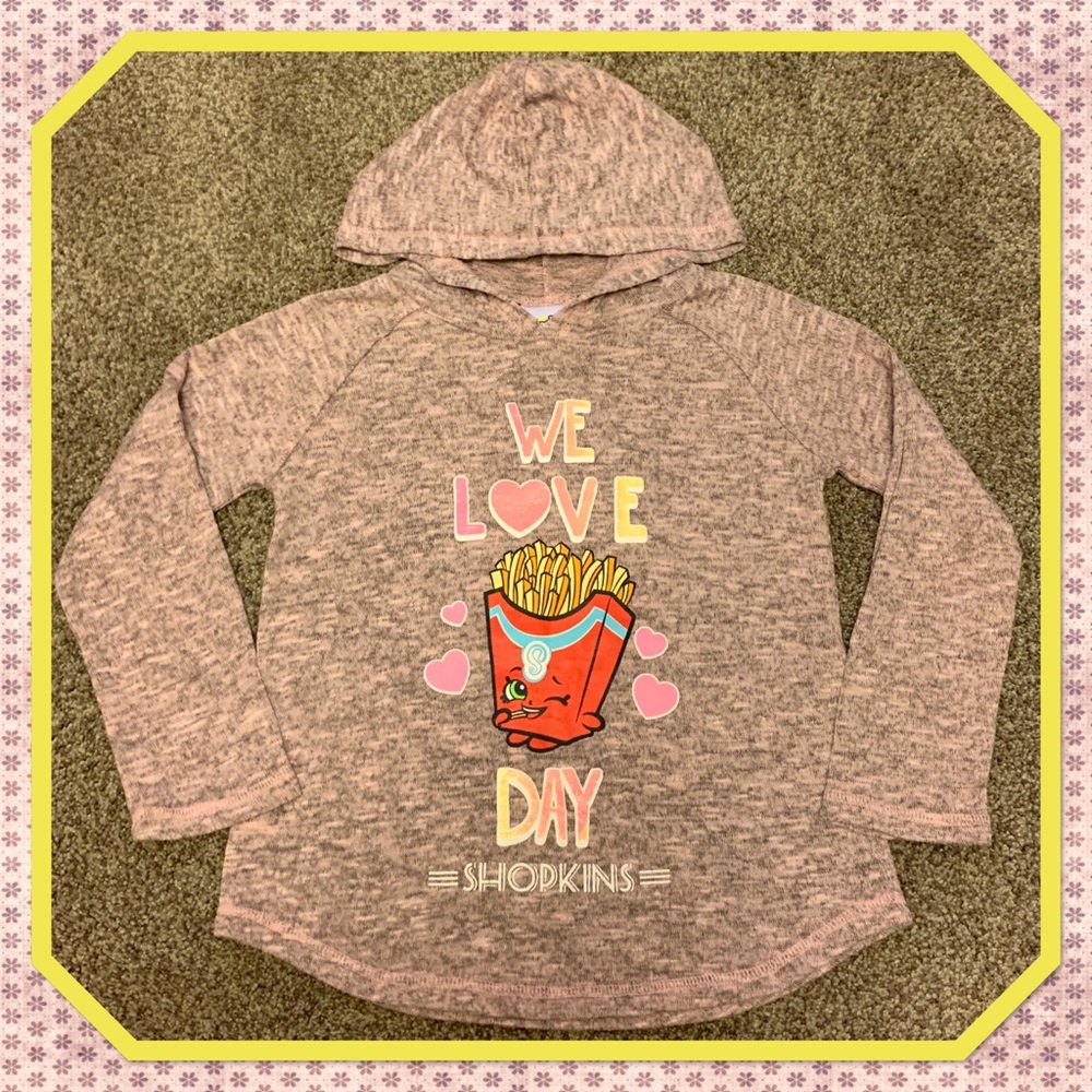 Light weight Shopkins hooded shirt sz. M-7/8